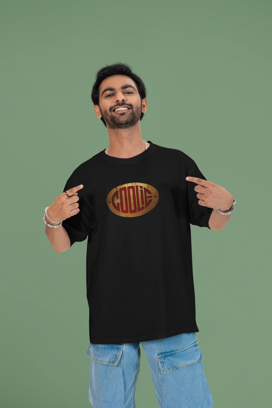 COOLIE Oversized T-Shirt – Rajinikanth Movie Edition (Black/Navy Blue)